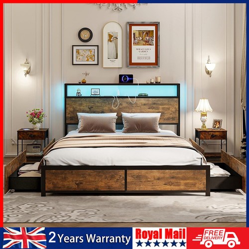 4ft6 double bed frame - double, metal