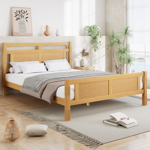 Wooden bed frame - wooden, double