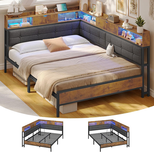 4ft6 double bed frame - with, led