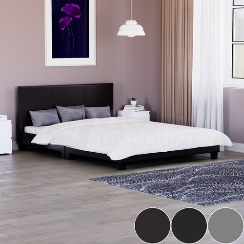 Bed faux leather double king - leather,