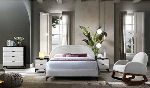 Ingrid double bed - frame, ivory