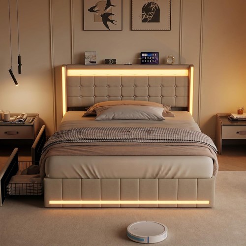4ft6 storage upholstered bed - upholstered,