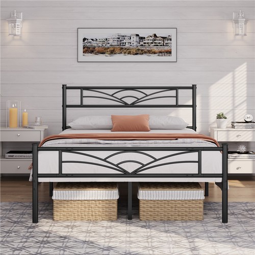 4ft6 double metal platform bed - double,