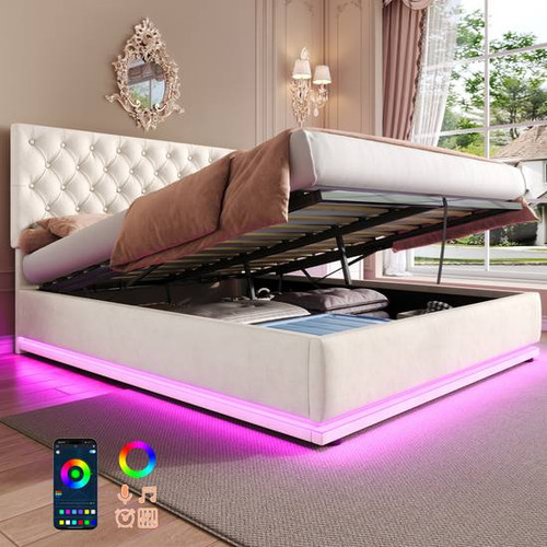 4ft6 double ottoman bed - double,