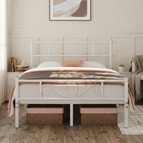 4ft6 double metal bed frame - metal,