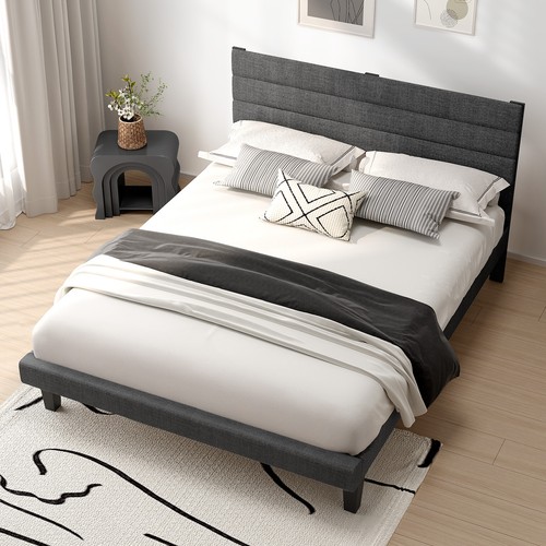 4ft6 linen upholstered double - 4ft6,