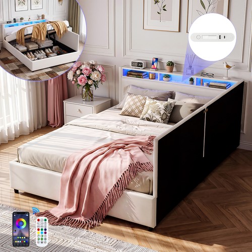 4ft6 double bed - frame, l-shaped