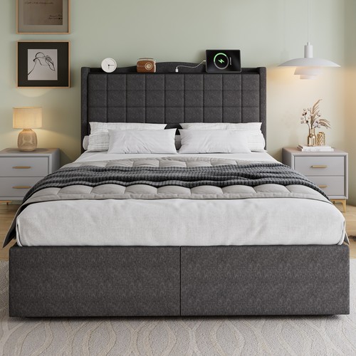 4ft6 double storage bed frame - 4ft6,