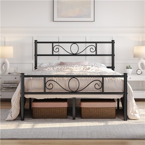 4ft6 metal double bed - metal, w/