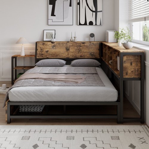 4ft6 double metal bed - double,
