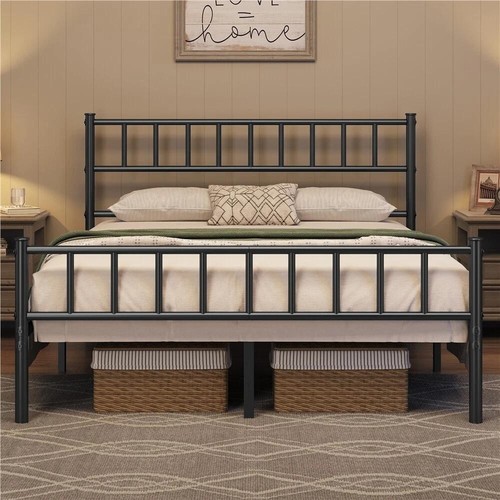 4ft6 double metal bed frame - bed,