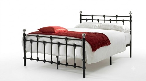 Black metal double - black, bed